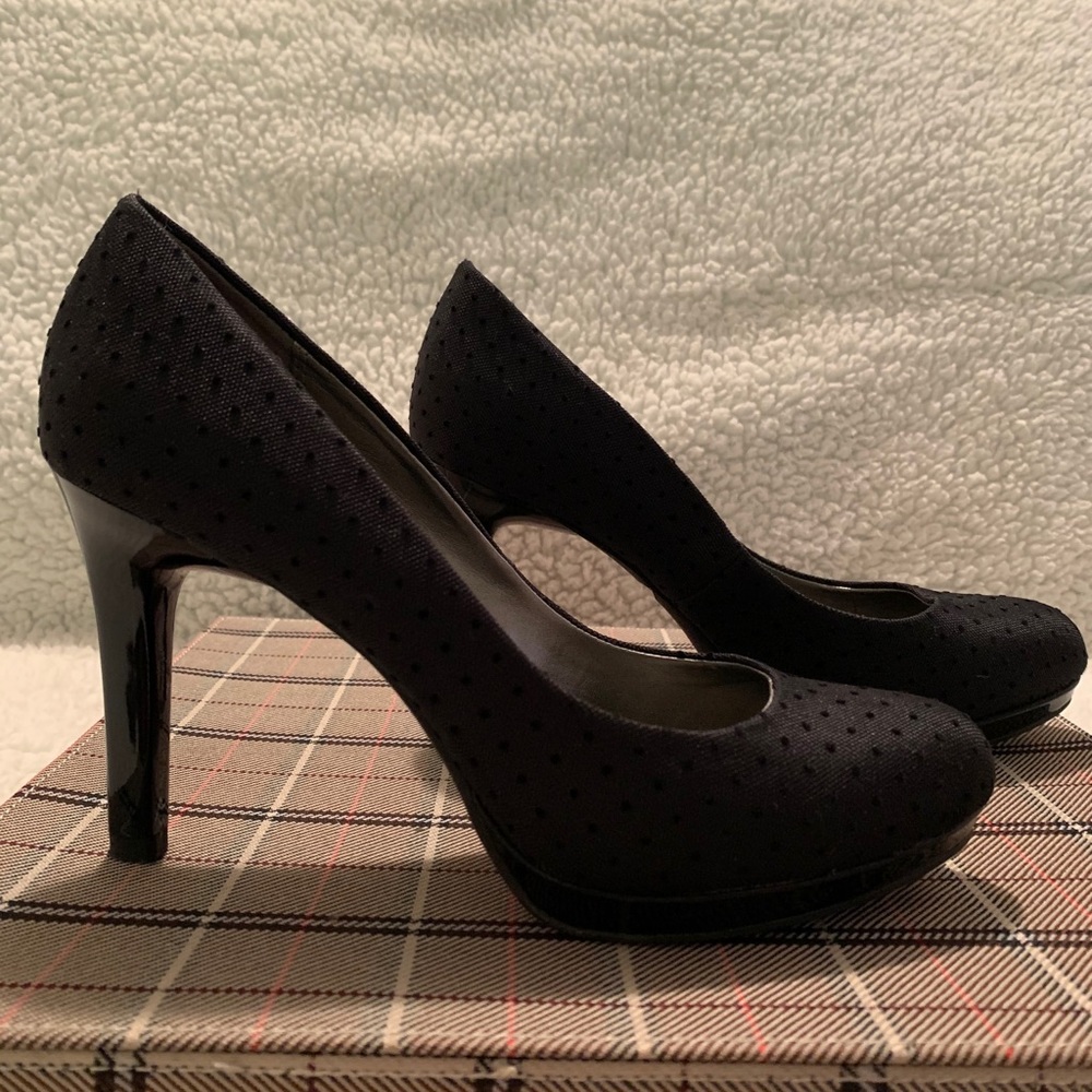Black fabric high heels size 6 1/2